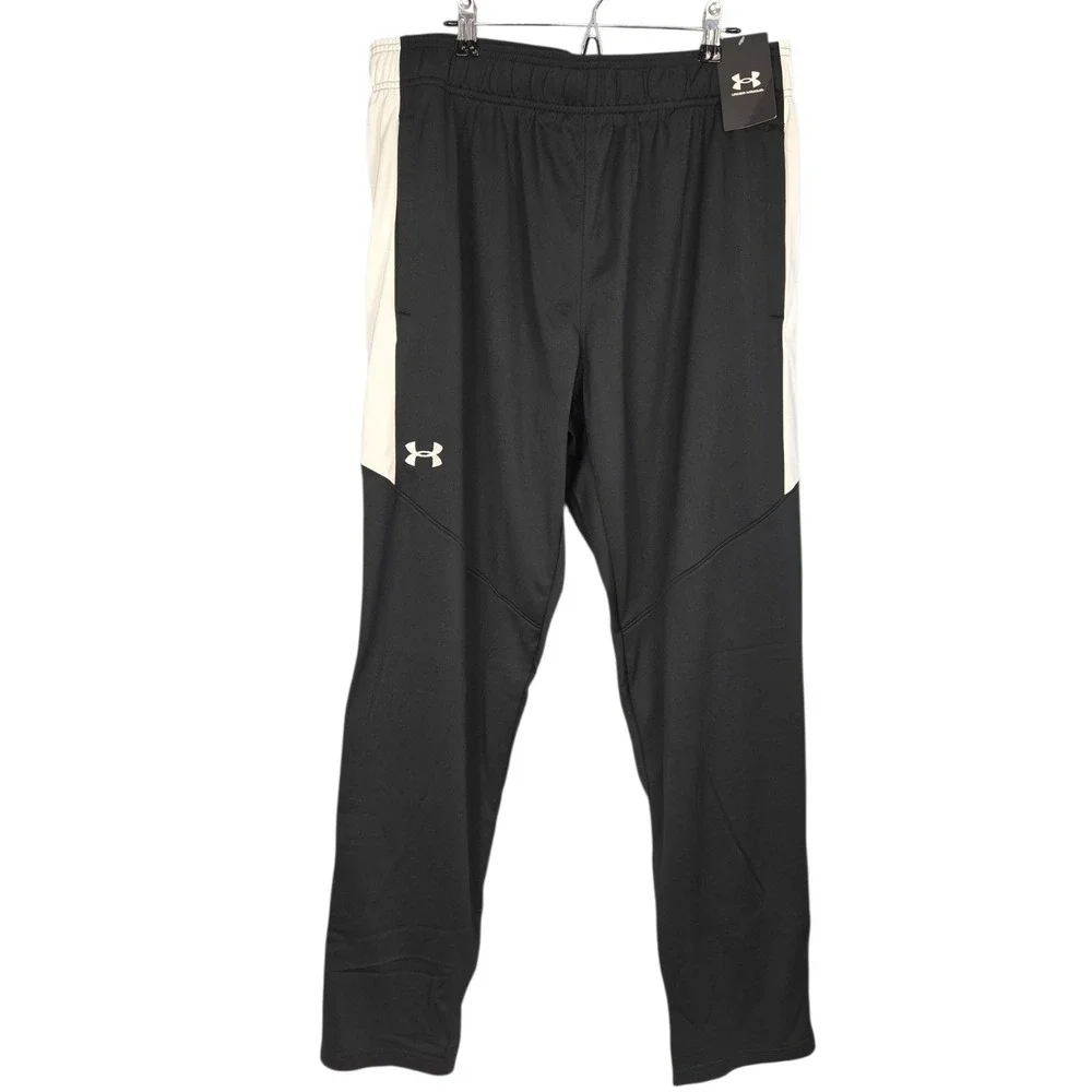 Under Armour Rival Knit Pants Mens XL Black White Track Athletic Performance NEW